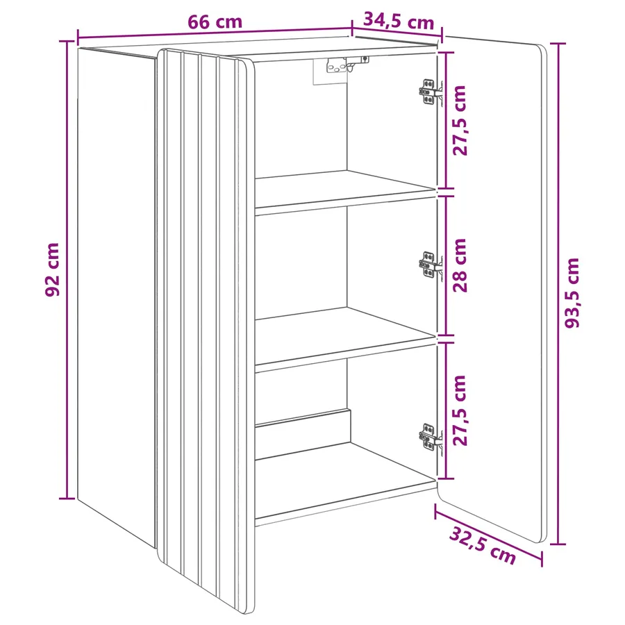 Armoire Murale Blanc brillant 66 x 34,5 x 92 cm - 9