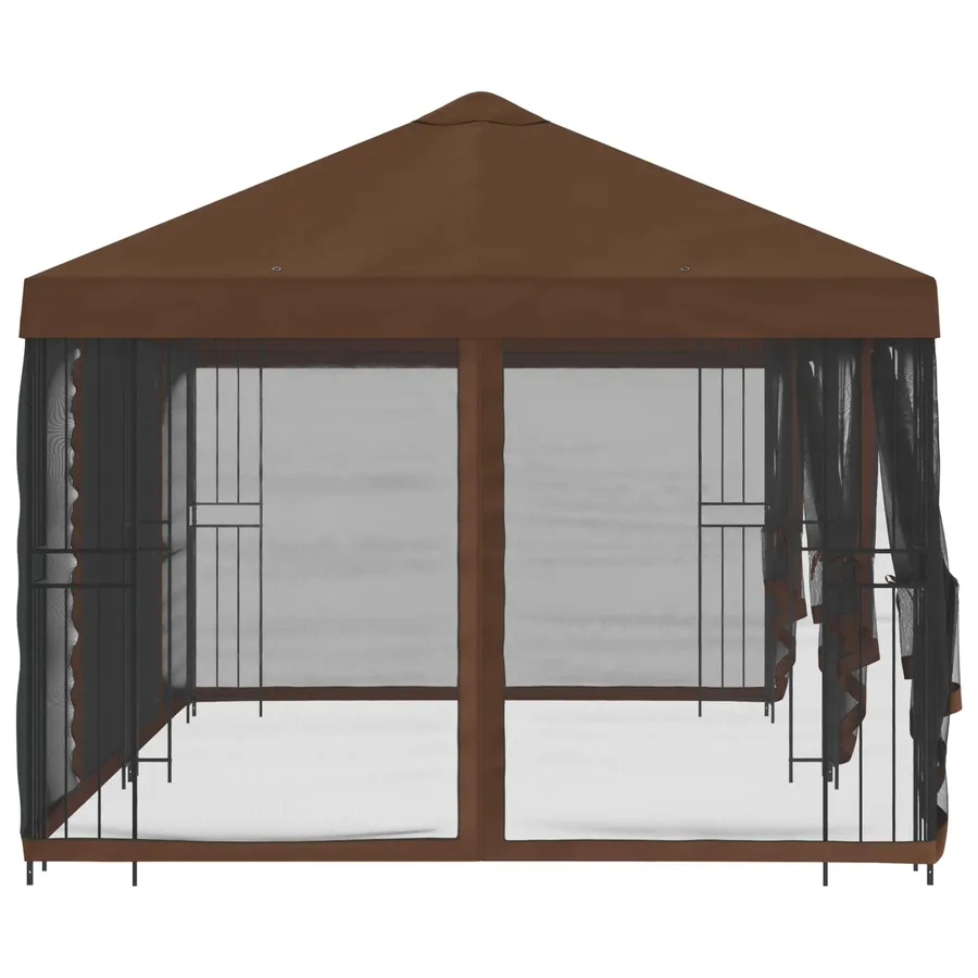Gazebo avec murs latéraux 6 x 3 m Marron Polyester et Acier 190 - 4