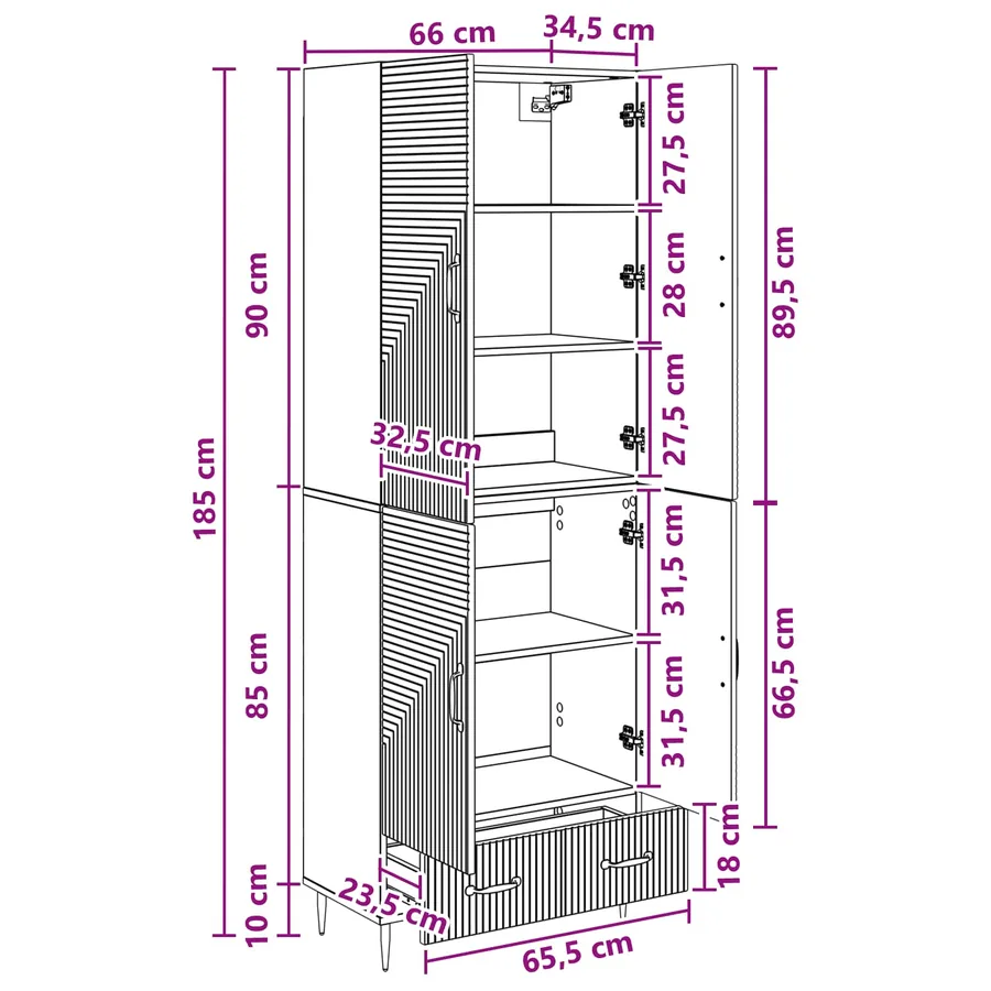 Ensemble de Meubles 2 pcs 66 x 34,5 x 95 cm Bois d'ingénierie - 9