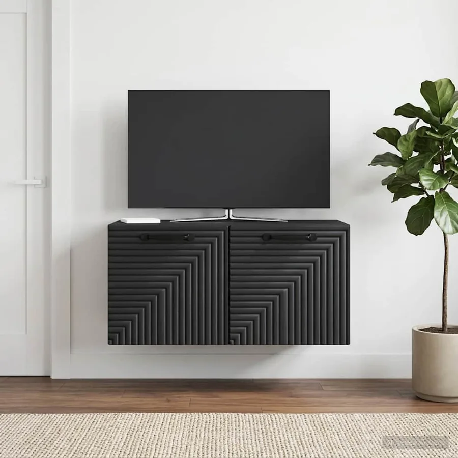 Meuble TV mural Noir 59,5 x 31 x 30 cm Bois d'ingénierie