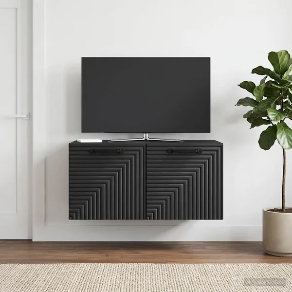 Meuble TV mural Noir 59,5 x 31 x 30 cm Bois d'ingénierie