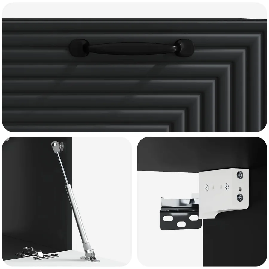 Meuble TV mural Noir 59,5 x 31 x 30 cm Bois d'ingénierie - 9