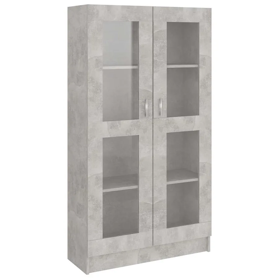 Armoire à vitrine Gris béton 82,5x30,5x150 cm Bois d'ingénierie - 2