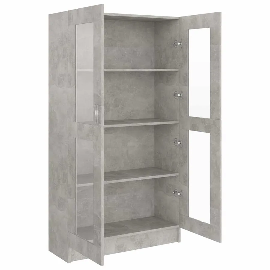 Armoire à vitrine Gris béton 82,5x30,5x150 cm Bois d'ingénierie - 4