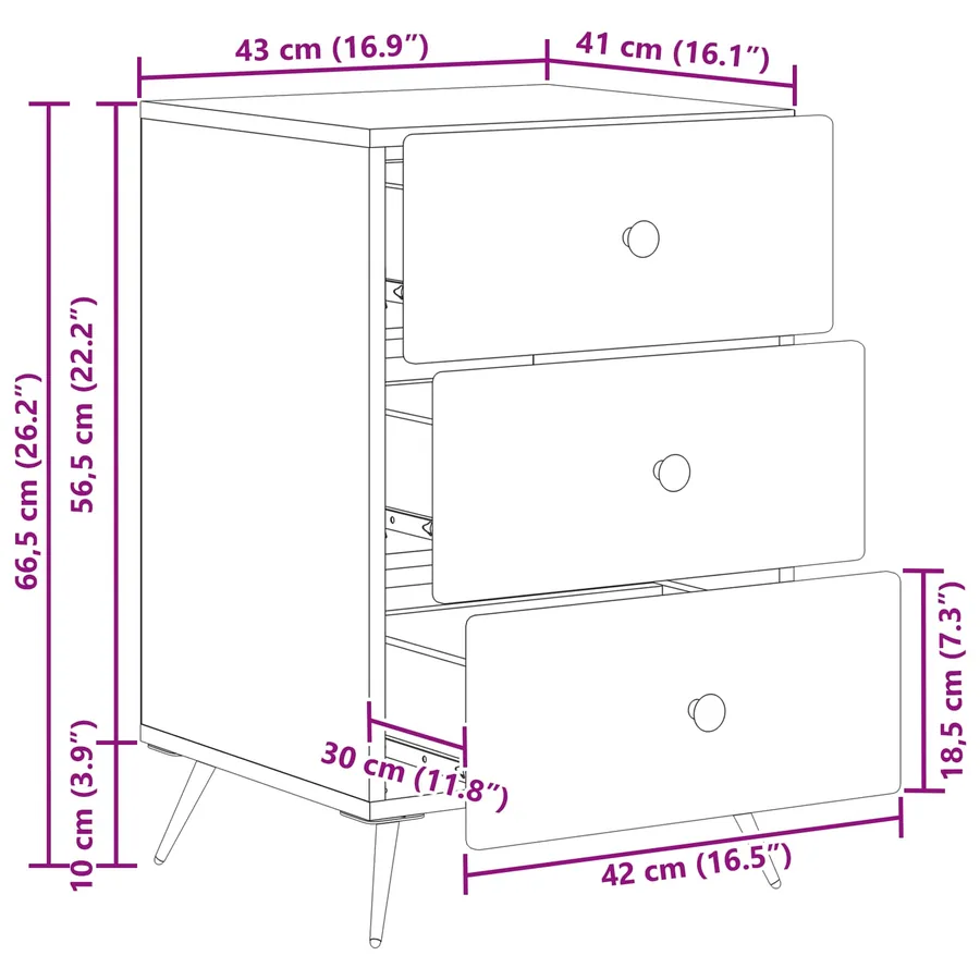 Cabinet de chevet Chêne artisanal 43 x 41 x 66,5 cm - 11