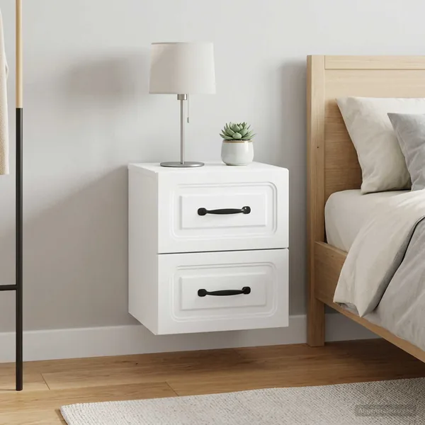 Cabinet de chevet mural 2 pcs Blanc 34,5 x 33 x 40 cm