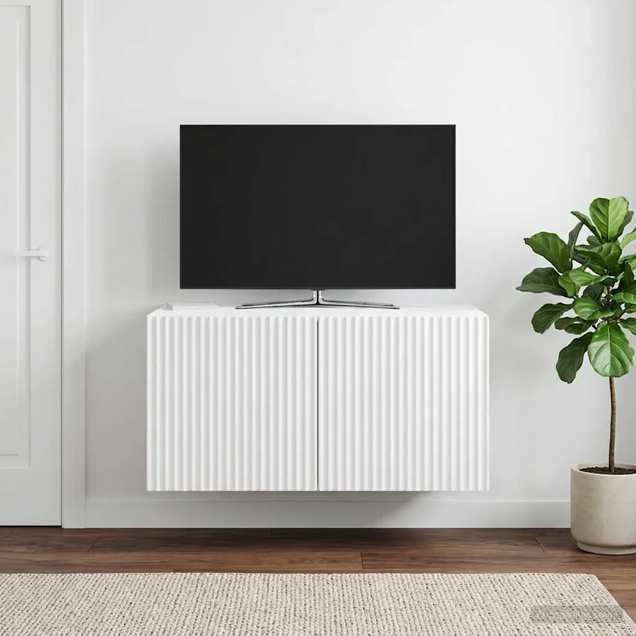 Meuble TV mural Blanc 59,5 x 41 x 30 cm Bois d'ingénierie