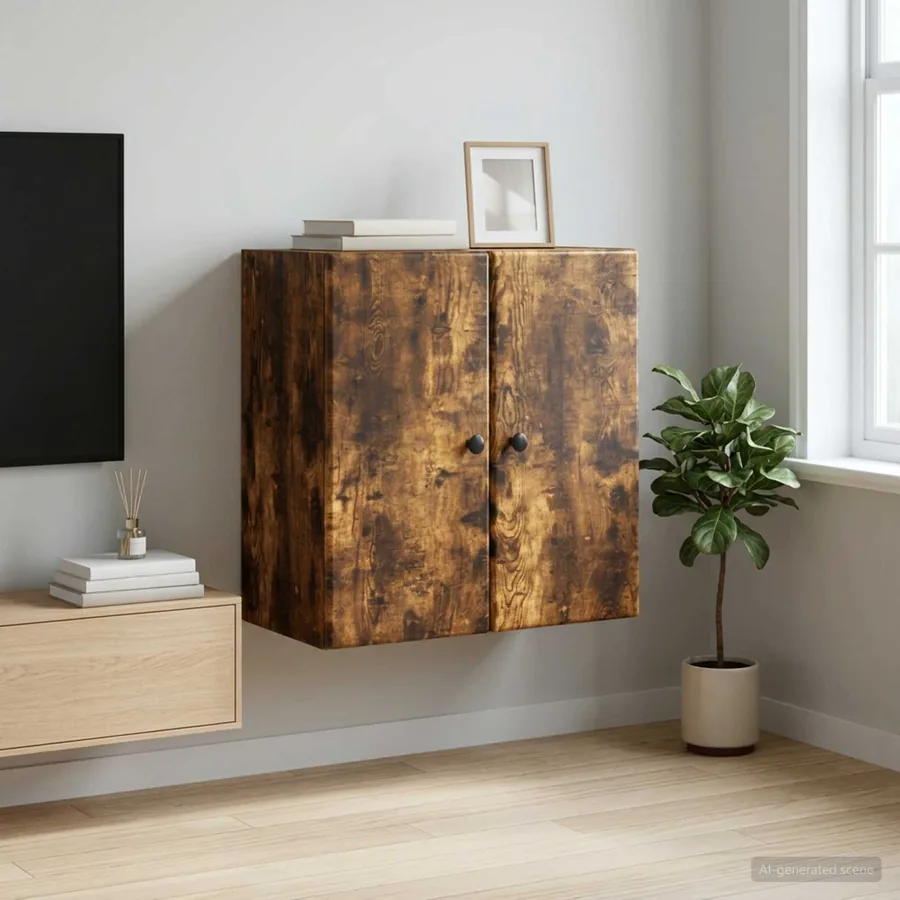 Armoire Murale Chêne fumé 59 x 31 x 60 cm Bois d'ingénierie