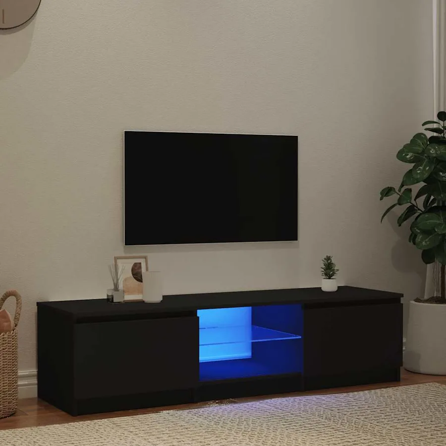 Meuble TV avec lumières LED noir 140x40x36 cm