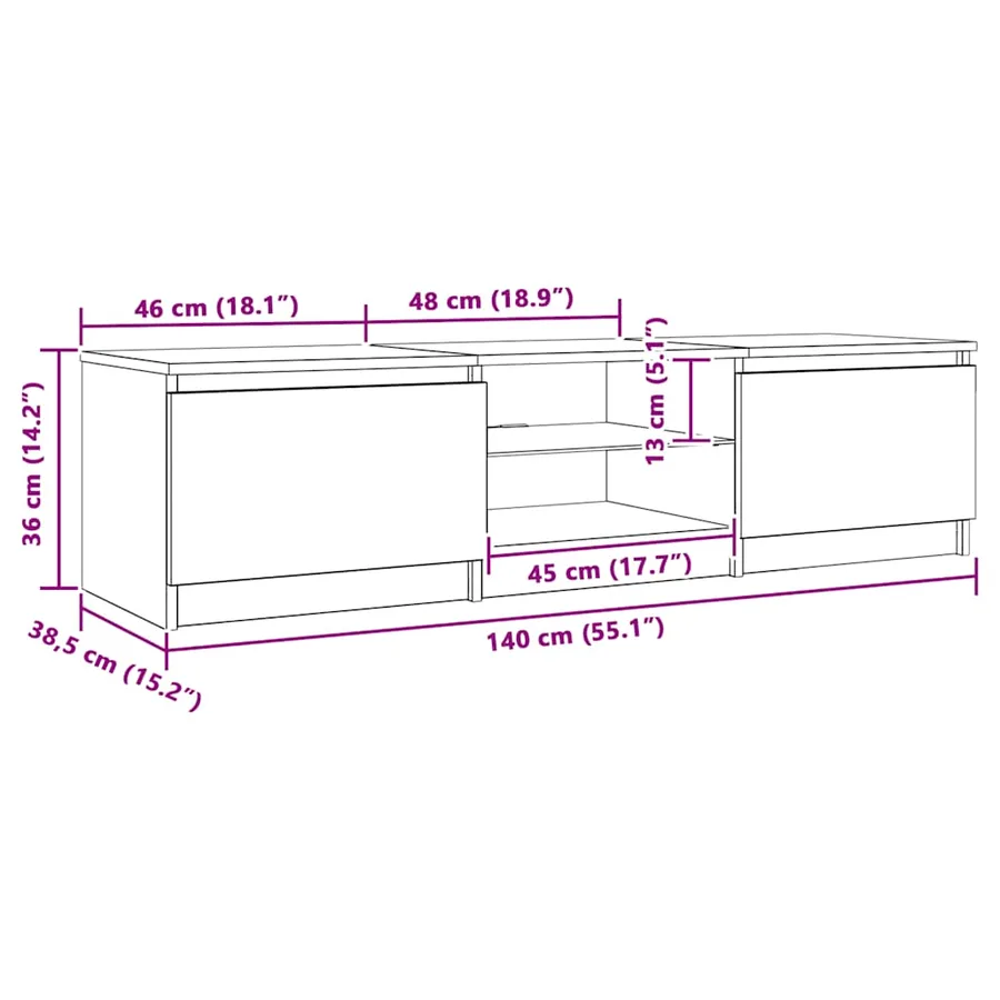 Meuble TV avec lumières LED noir 140x40x36 cm - 15