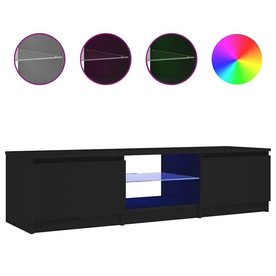 Meuble TV avec lumières LED noir 140x40x36 cm - 2