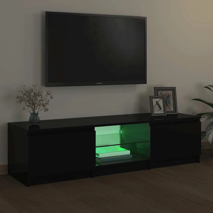 Meuble TV avec lumières LED noir 140x40x36 cm - 3