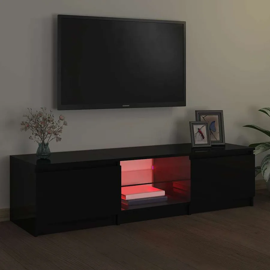Meuble TV avec lumières LED noir 140x40x36 cm - 5