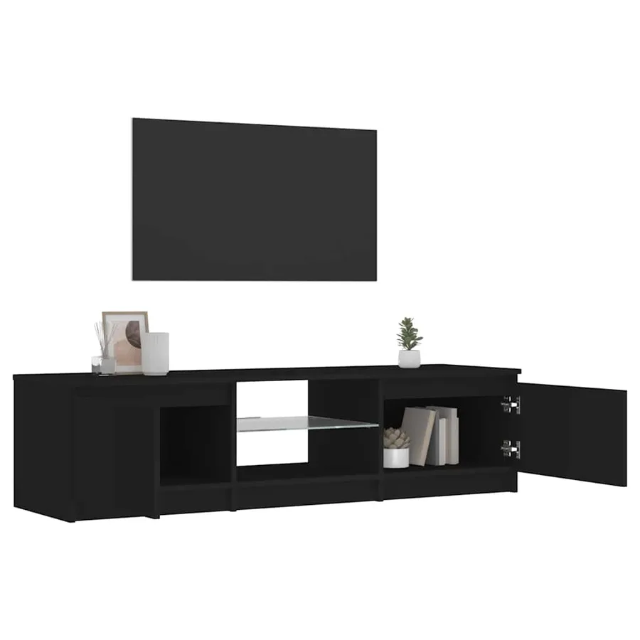 Meuble TV avec lumières LED noir 140x40x36 cm - 6