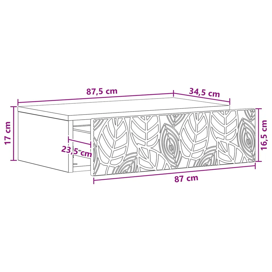 Table d'appoint murale Blanc 87,5 x 34,5 x 17 cm - 9