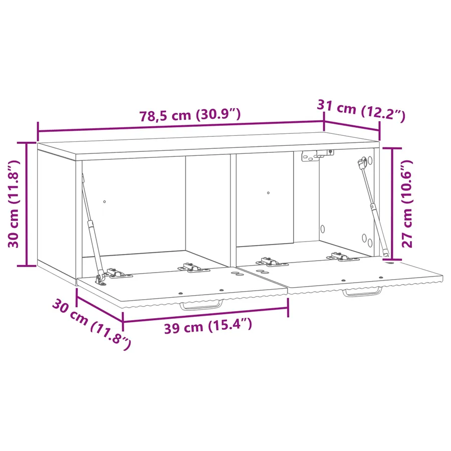Meuble TV mural Montage mural Blanc brillant 78,5 x 31 x 30 cm - 10