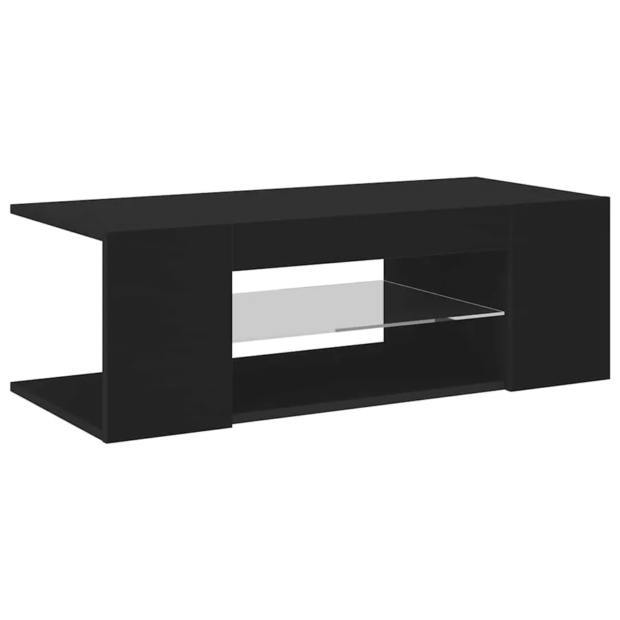 Meuble TV avec lumières LED Noir 90x39x30 cm - 2