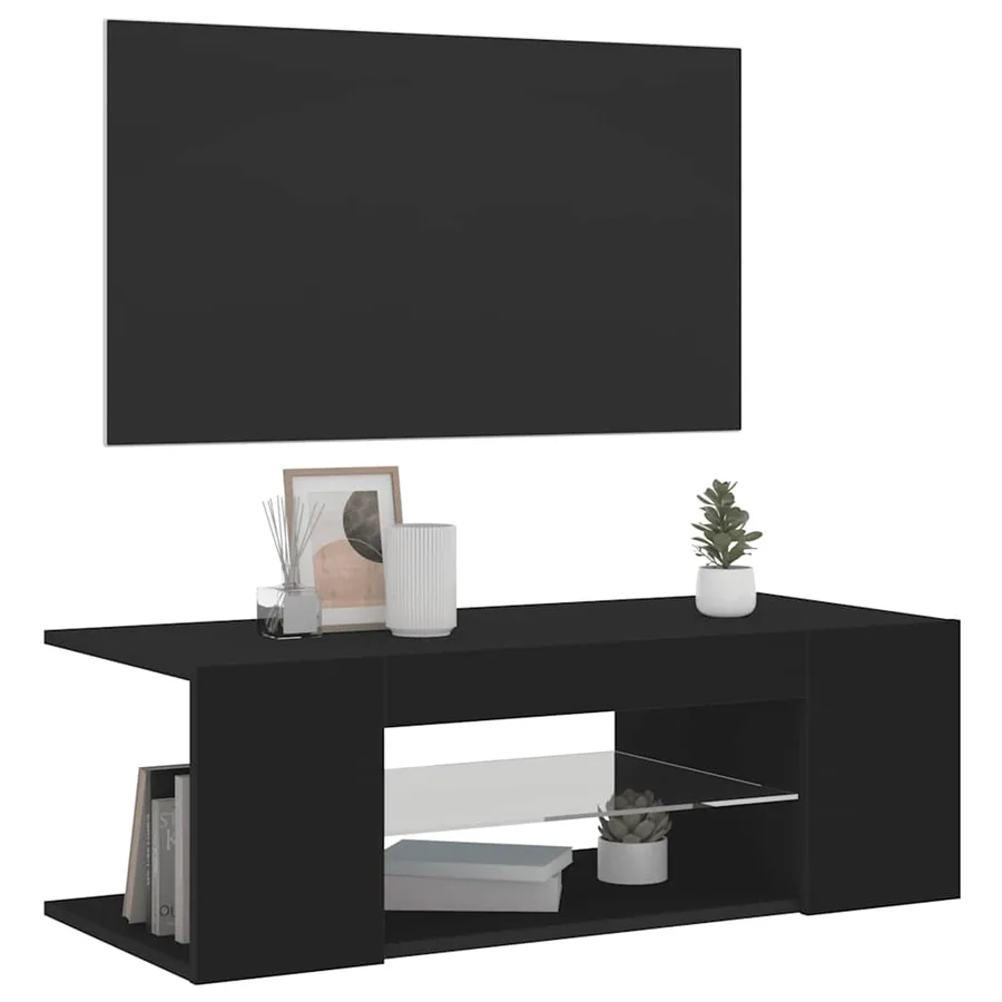 Meuble TV avec lumières LED Noir 90x39x30 cm - 3
