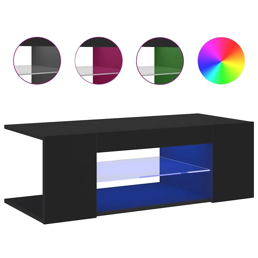 Meuble TV avec lumières LED Noir 90x39x30 cm - 8
