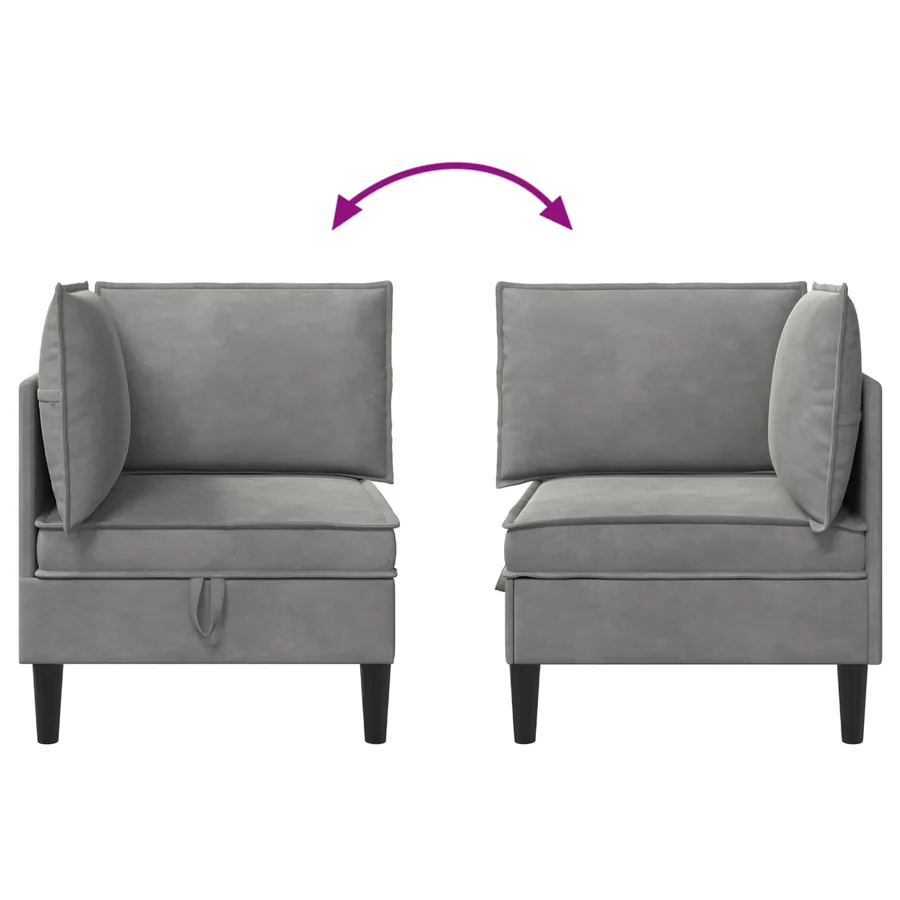 Sofa avec rangement Gris clair Velours - 8
