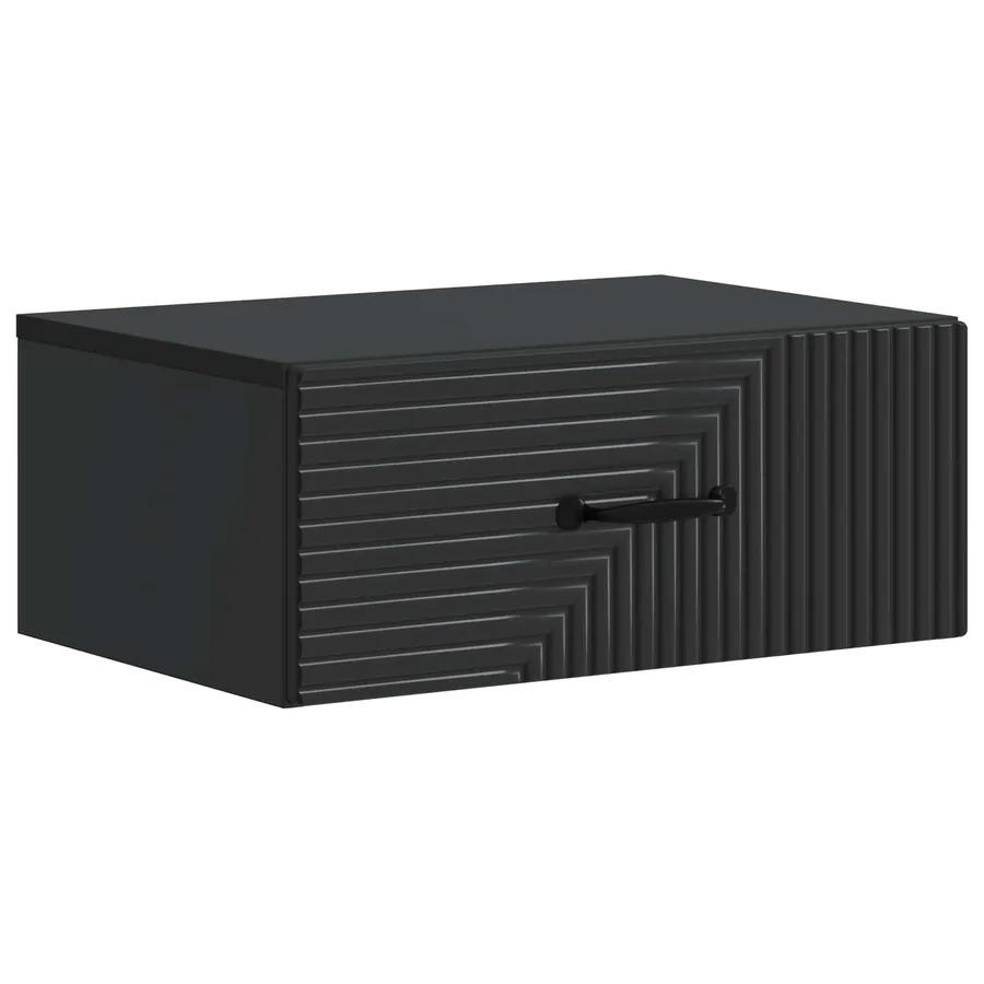 Cabinet de chevet mural avec tiroir Noir 49 x 34,5 x 20 cm - 2
