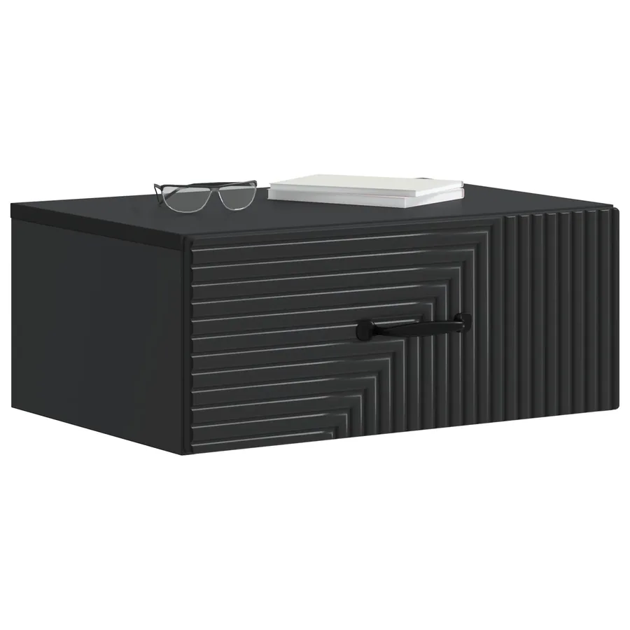 Cabinet de chevet mural avec tiroir Noir 49 x 34,5 x 20 cm - 3