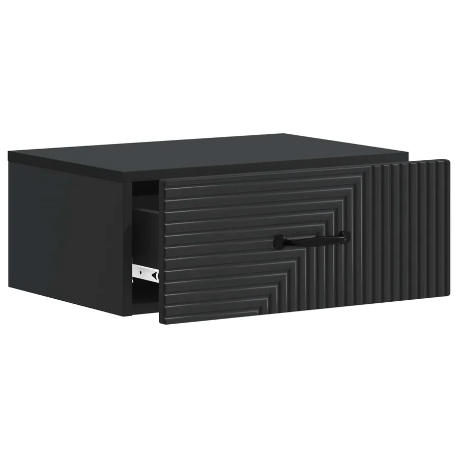 Cabinet de chevet mural avec tiroir Noir 49 x 34,5 x 20 cm - 4