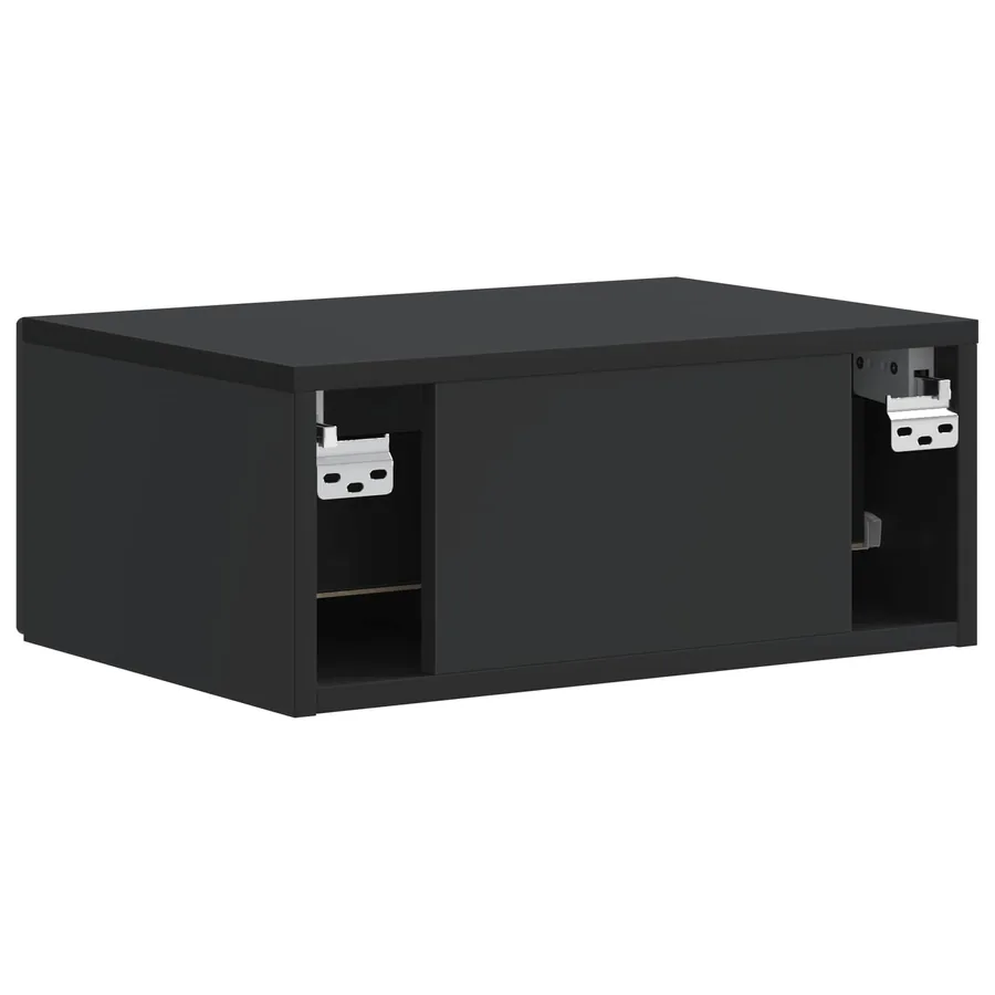 Cabinet de chevet mural avec tiroir Noir 49 x 34,5 x 20 cm - 7