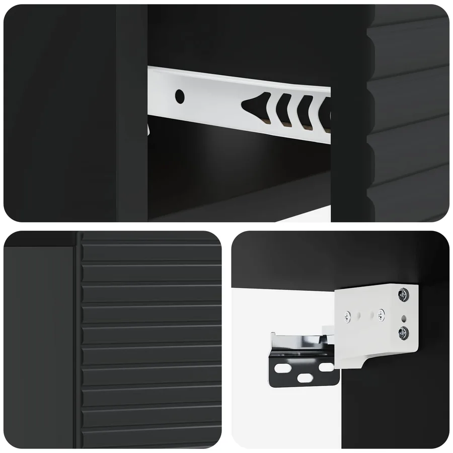 Cabinet de chevet mural avec tiroir Noir 49 x 34,5 x 20 cm - 8