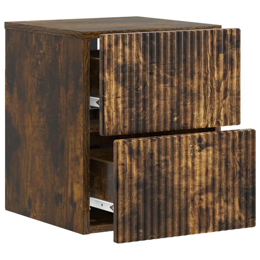 Cabinet de chevet mural Chêne fumé 33 x 34,5 x 40 cm - 4