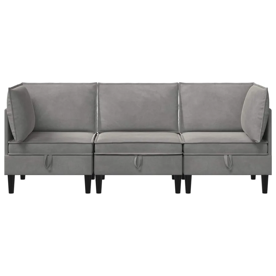 Ensemble de meubles pour le salon 3 pcs Gris clair Velours - 7