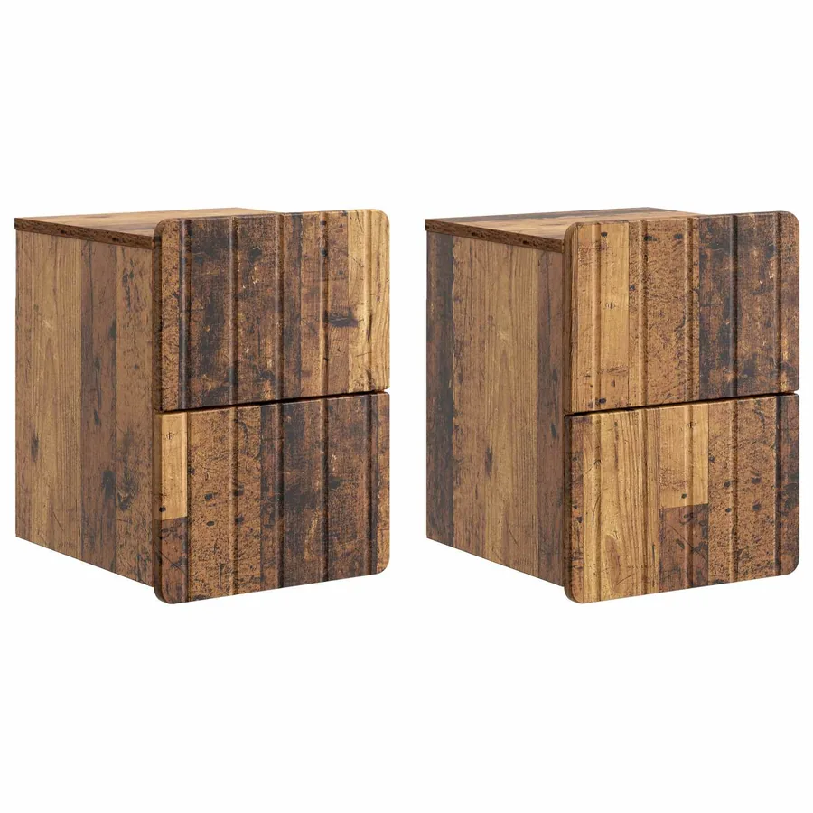 Cabinet de chevet mural 2 pcs Bois ancien 33 x 34,5 x 43 cm - 2
