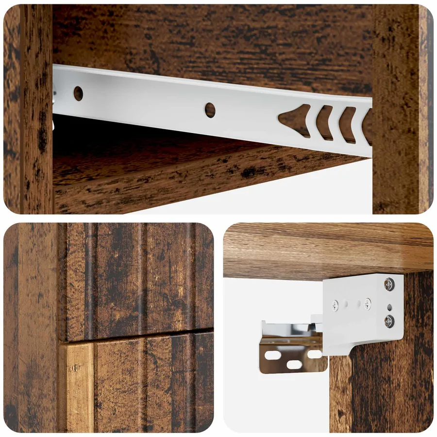 Cabinet de chevet mural 2 pcs Bois ancien 33 x 34,5 x 43 cm - 8