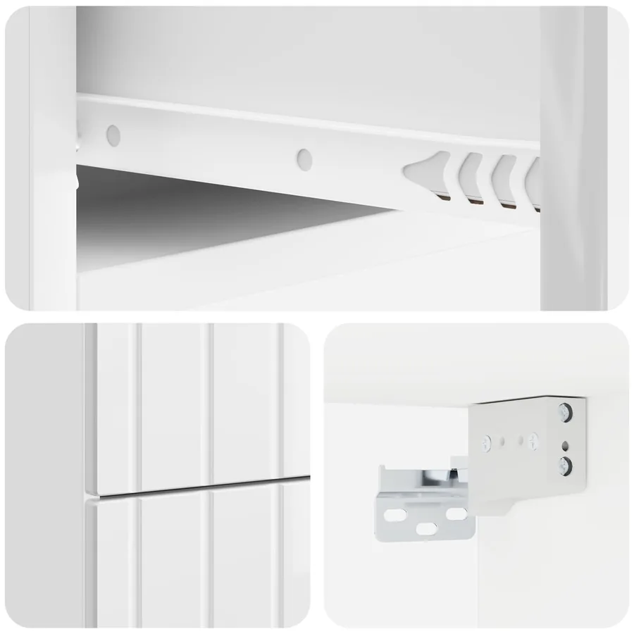 Cabinet de chevet mural 2 pcs Blanc brillant 33 x 34,5 x 43 cm - 10