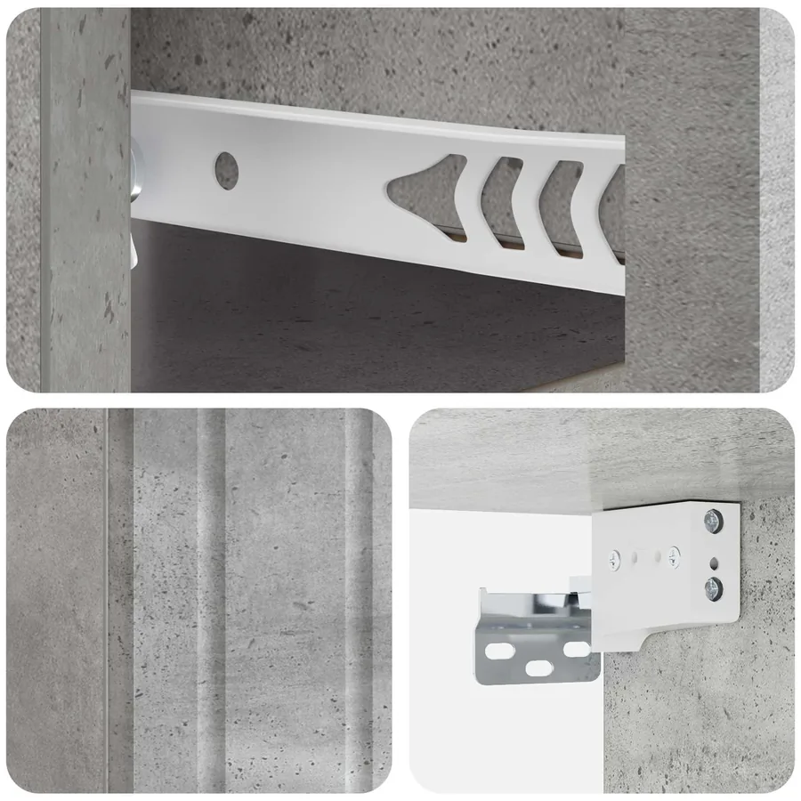 Cabinet de chevet mural 2 pcs Gris béton 33 x 34,5 x 24 cm - 10
