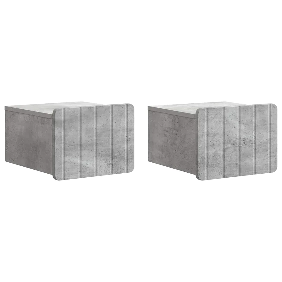 Cabinet de chevet mural 2 pcs Gris béton 33 x 34,5 x 24 cm - 2