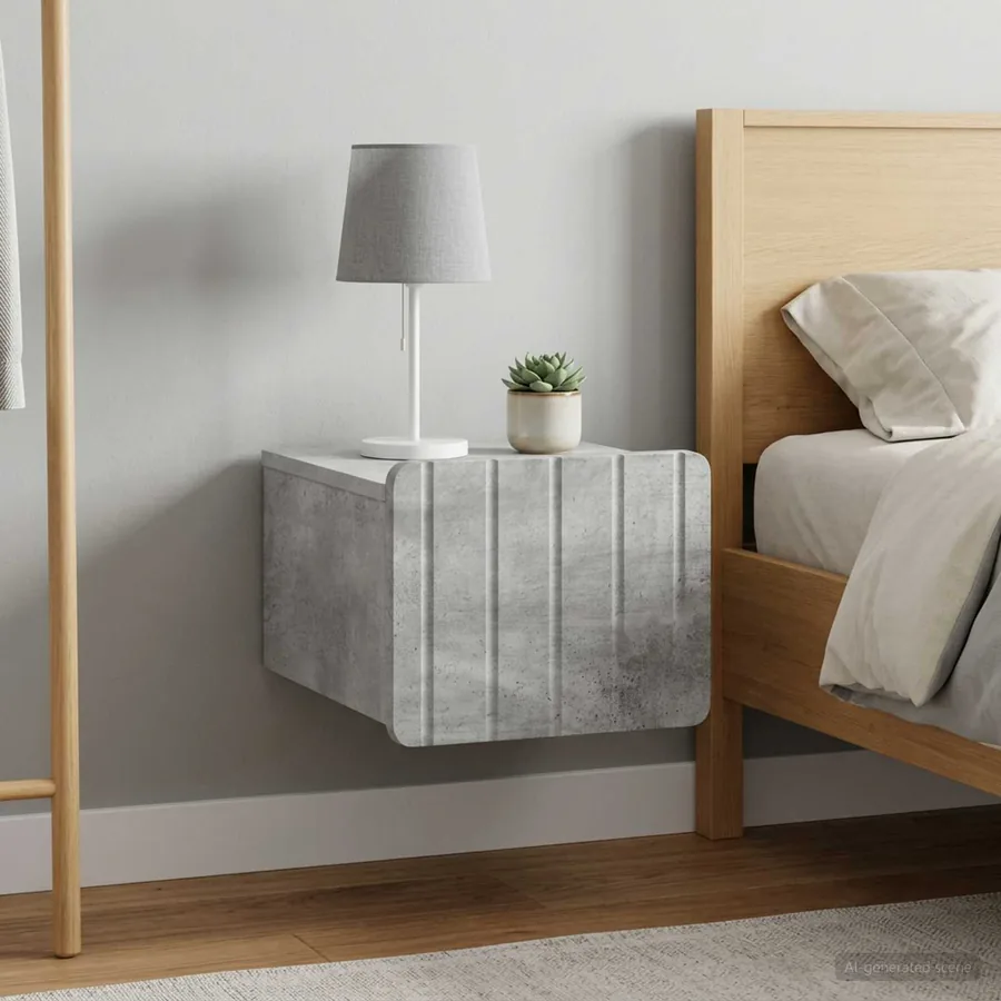 Cabinet de chevet mural 2 pcs Gris béton 33 x 34,5 x 24 cm - 4