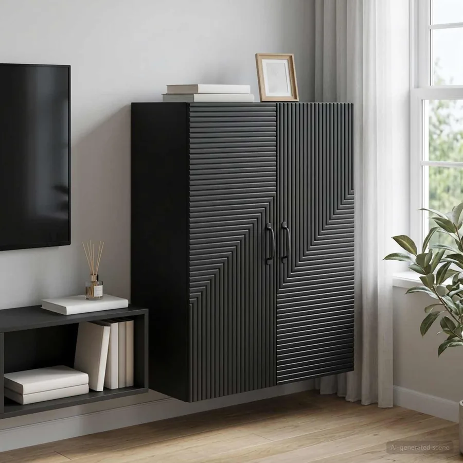 Armoire Murale Noir 66 x 34,5 x 90 cm Bois d'ingénierie