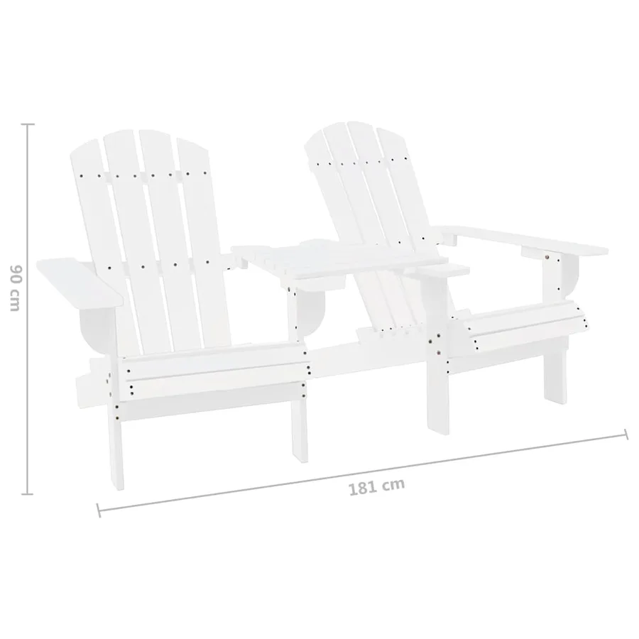 Chaises de jardin Adirondack avec table bois de sapin blanc - 6