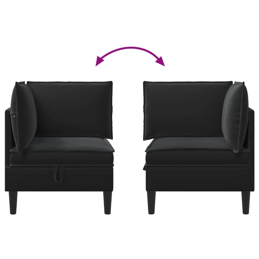 Sofa avec rangement Noir Velours - 10