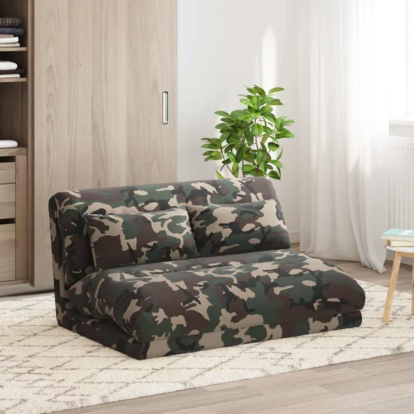 Fauteuil de sol ajustable Vert armée Tissu