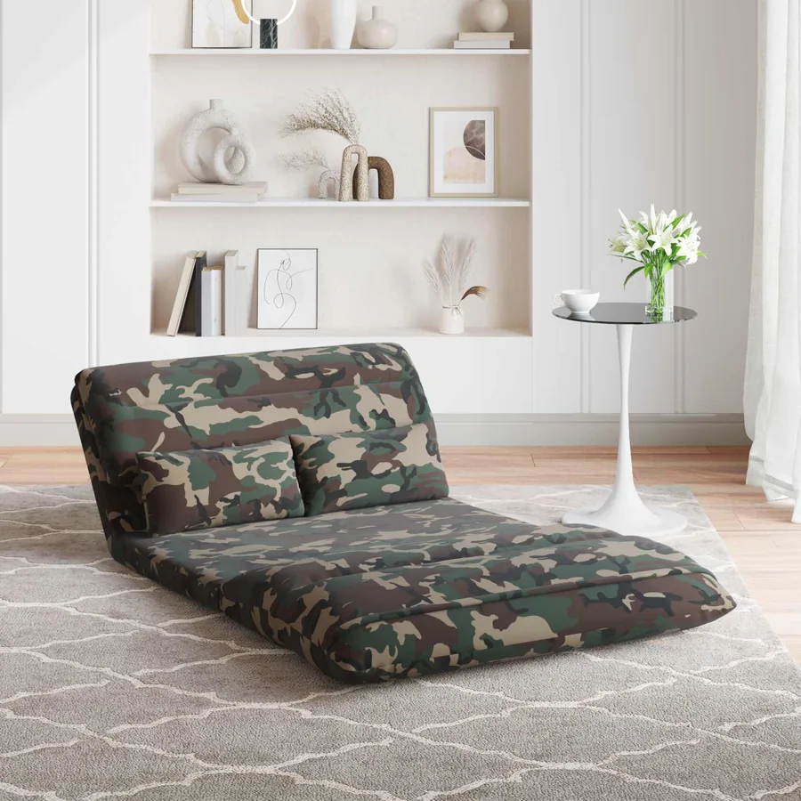 Fauteuil de sol ajustable Vert armée Tissu - 3