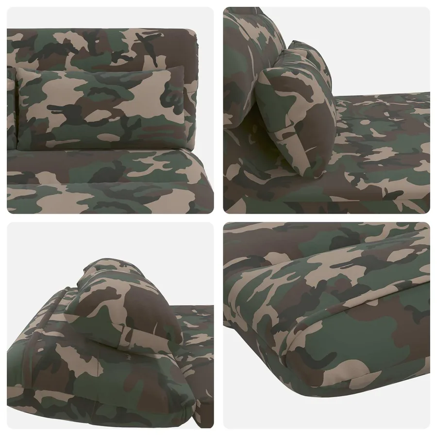 Fauteuil de sol ajustable Vert armée Tissu - 7