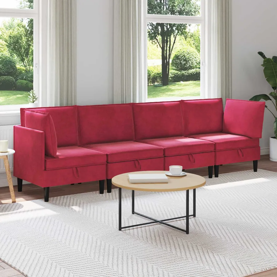 Ensemble de meubles pour le salon 4 pcs Bordeaux Velours