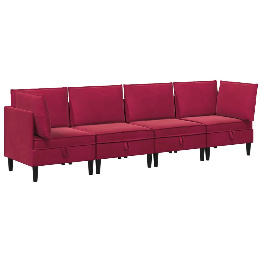 Ensemble de meubles pour le salon 4 pcs Bordeaux Velours - 2