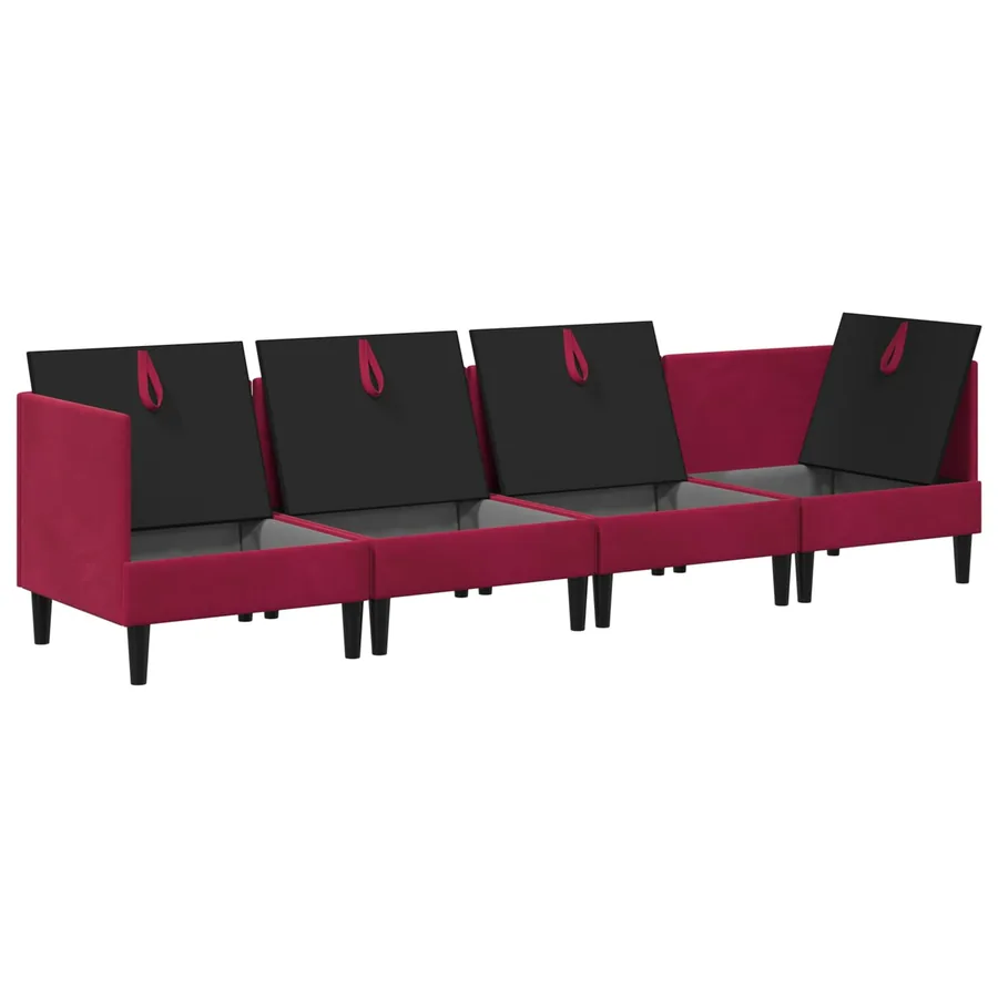 Ensemble de meubles pour le salon 4 pcs Bordeaux Velours - 6