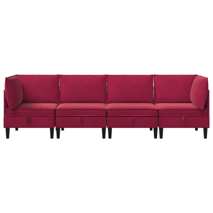 Ensemble de meubles pour le salon 4 pcs Bordeaux Velours - 7