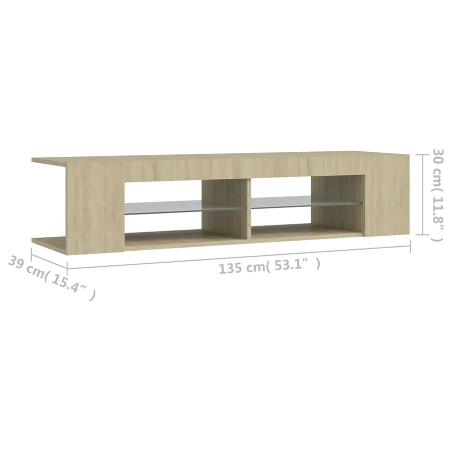 Meuble TV avec lumières LED chêne sonoma 135x39x30 cm - 14