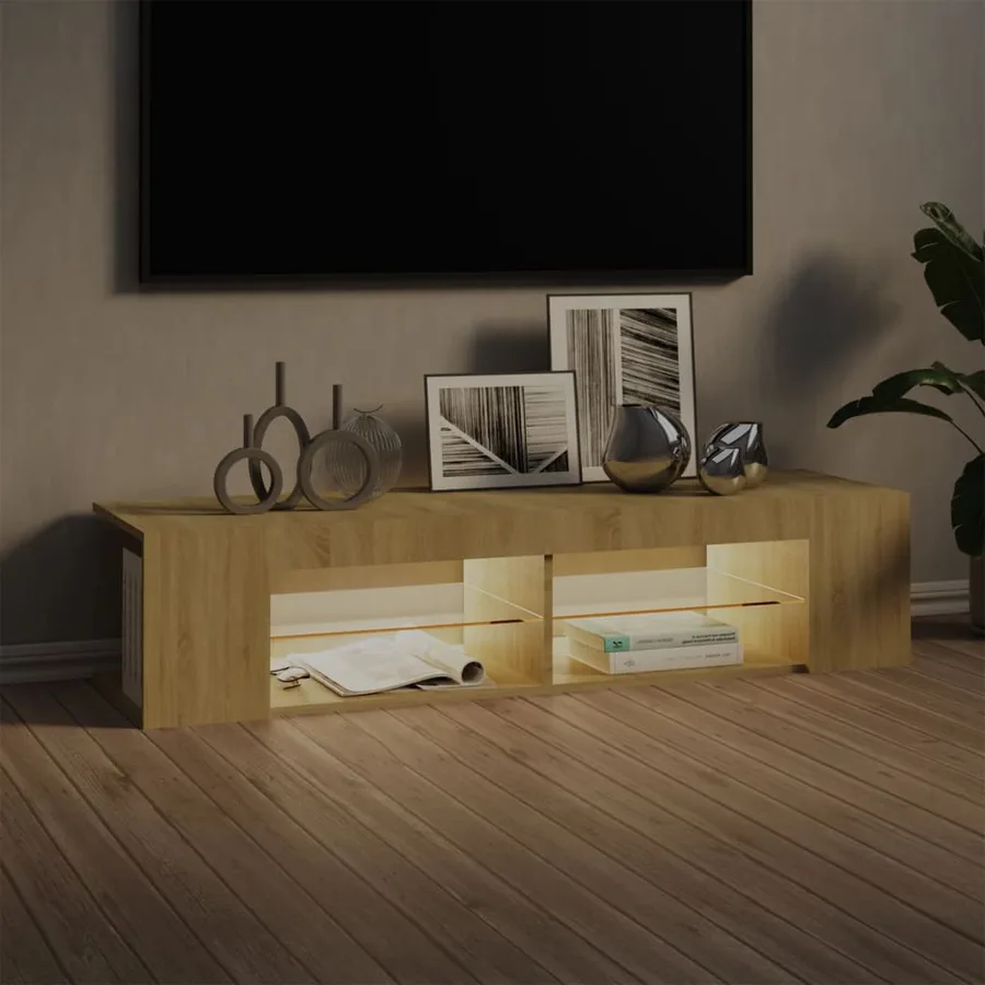 Meuble TV avec lumières LED chêne sonoma 135x39x30 cm - 3