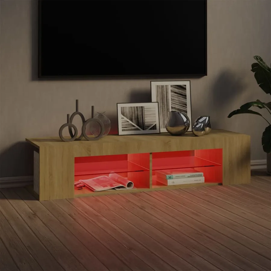 Meuble TV avec lumières LED chêne sonoma 135x39x30 cm - 4